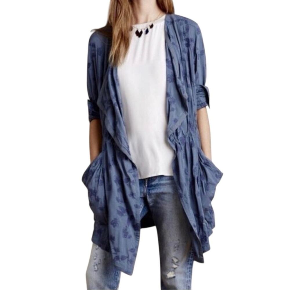 Anthropologie Hei Hei Melita Blue Embroidered Kimono Jacket Cardigan XS